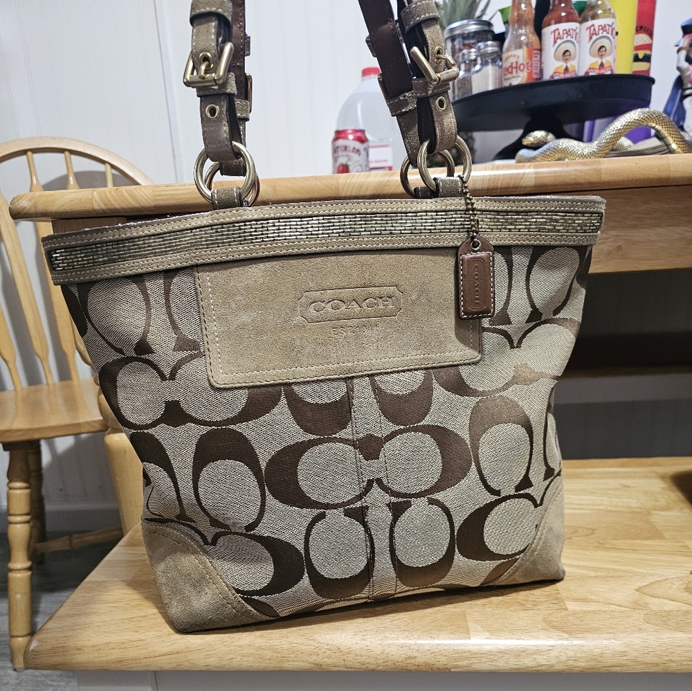 Coach Beaded Trim Tote